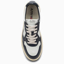 Autry White/Blue Leather Medalist Low Top Sneakers