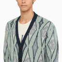 Amiri Blue Argyle Cardigan