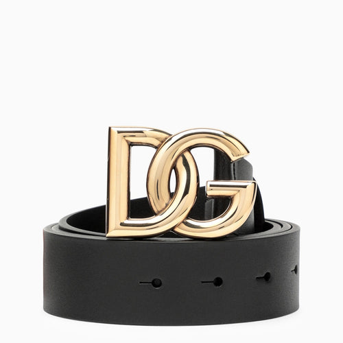 Dolce&Gabbana Black Belt With Rutenium Dg Plaque