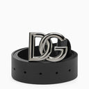 Dolce&Gabbana Black Belt With Rutenium Dg Plaque