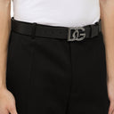 Dolce&Gabbana Black Belt With Rutenium Dg Plaque