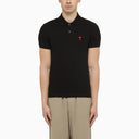 Ami Paris Black Ami De Coeur Polo Shirt