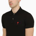 Ami Paris Black Ami De Coeur Polo Shirt