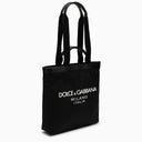 Dolce&Gabbana Black Nylon Shopping Bag With Logo