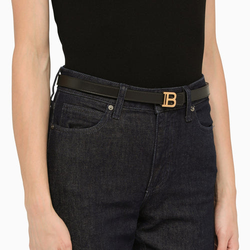 Burberry Double B Leather Belt in Black