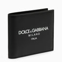 Dolce & Gabbana Black Leather Bi Fold Walet con logo