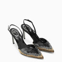 René Caovilla Black Slingback Jackie With Rhinestones