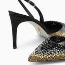 René Caovilla Black Slingback Jackie With Rhinestones