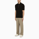 Zegna Black Cotton Short Sleeved Polo Shirt