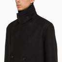 Cappotto doppiopetto in lana blu scuro Harris Wharf London