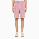 Pt Torino Pink Velvet Bermuda Pants - Balardi