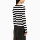 Balmain Black And White Striped Shirt With Cotton Logo