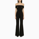 Balmain Black Viscose Jumpsuit With Jewelled Buttons