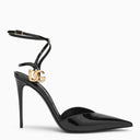 Dolce & Gabbana Black Patent Leather Slingback con logotipo