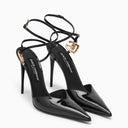 Dolce & Gabbana Black Patent Leather Slingback con logotipo