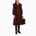 Patou Wine Wool Double Breasted Coat