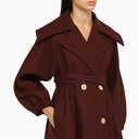 Patou Wine Wool Double Breasted Coat