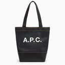 A.P.C. Axel Navy Blue Small Cotton Tote Bag With Logo