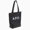 A.P.C. Axel Navy Blue Small Cotton Tote Bag With Logo
