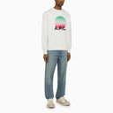 A.P.C. Logoed White/Red Crewneck Nolan Sweatshirt