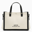 A.P.C. Camille 2.0 White/Black Cotton And Linen Tote Shopper Bag