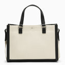 A.P.C. Camille 2.0 White/Black Cotton And Linen Tote Shopper Bag