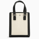 A.P.C. Camille 2.0 Beige/Black Cotton and Linen Tote Bag