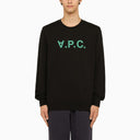 A.P.C. Black Crewneck Sweatshirt With Green Logo