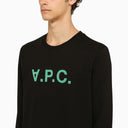 A.P.C. Black Crewneck Sweatshirt With Green Logo