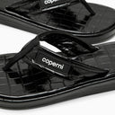 Coperni Black Leather Flip Flop con logotipo