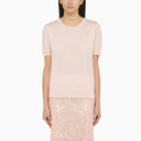 P.A.R.O.S.H. Peach Wool And Cashmere Short Sleeved Top