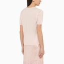 P.A.R.O.S.H. Peach Wool And Cashmere Short Sleeved Top