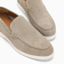 Doucal's Light Grey Suede Moccasin