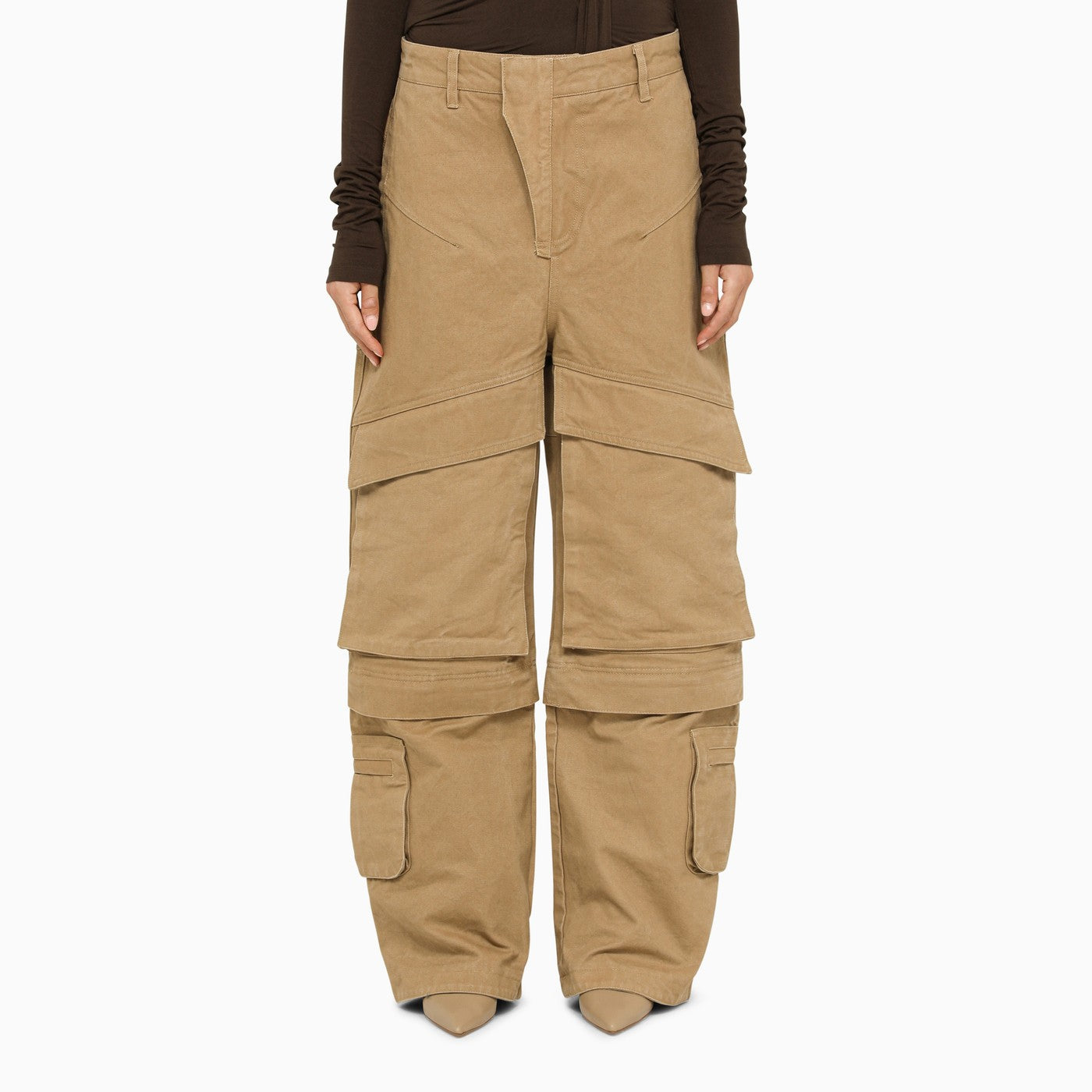 Off-white stretch cotton cargo - Made in Italy