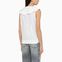 Ganni wit katoenen mouwloos shirt met kraag