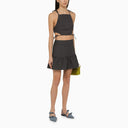 Ganni Grey Pinstripe Top With Laces