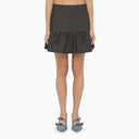 Ganni Gray Pinstripe Mini Rok met ruches