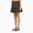 Ganni Gray Pinstripe Mini Rok met ruches