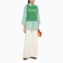 Ganni Green gestreepte oversized shirt in biologisch katoen