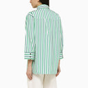 Ganni Green gestreepte oversized shirt in biologisch katoen