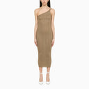 Alessandra Rich Gold One Shoulder Dress With Rhinestones - Balardi
