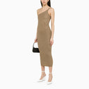 Alessandra Rich Gold One Shoulder Dress With Rhinestones - Balardi