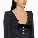 Alessandra Rich Navy Dress With Ruffles