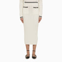 Alessandra Rich White Cotton in tretto Midi Gonna