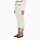 Alessandra Rich White Cotton in tretto Midi Gonna