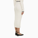 Alessandra Rich White Cotton in tretto Midi Gonna
