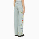Kenzo Light Blue Jeans With Denim Flower Embroidery