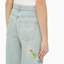 Kenzo Light Blue Jeans With Denim Flower Embroidery