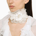 Dolce&Gabbana White Choker With Silk Blend Flower