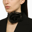 Dolce&Gabbana Black Choker With Satin And Organza Flower